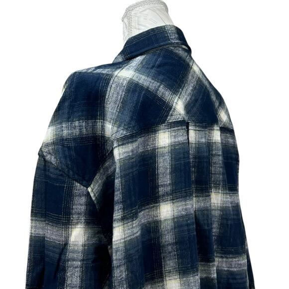 Scotch Soda Blue Plaid Cropped Flannel Top Women Sz XL Tomboy Femm Mountain Town - Picture 15 of 16